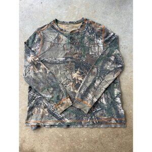 Realtree Long Sleeve Henley Shirt Camouflage Pattern Medium Size S3